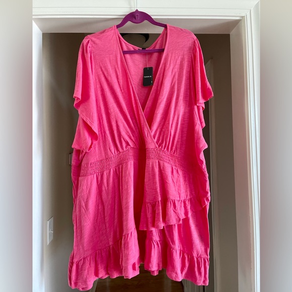 TORRID PINK FAUX WRAP TOP NWT - Picture 1 of 3